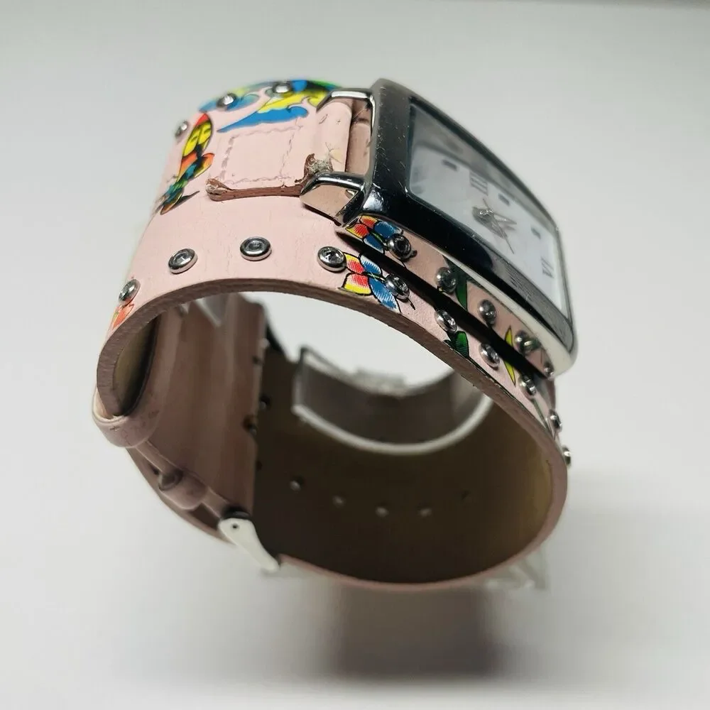 Ed Hardy Leather Pink Floral Watch. 0054 - Picture 4 of 9